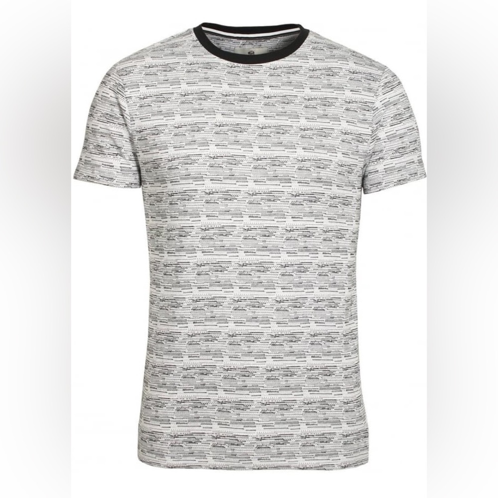 BELLFIELD Men’s Hewitt Jacquard Print T-Shirt White gray and black size large